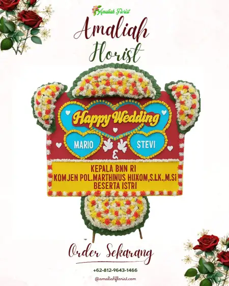 Papan Bunga Pernikahan Tengki